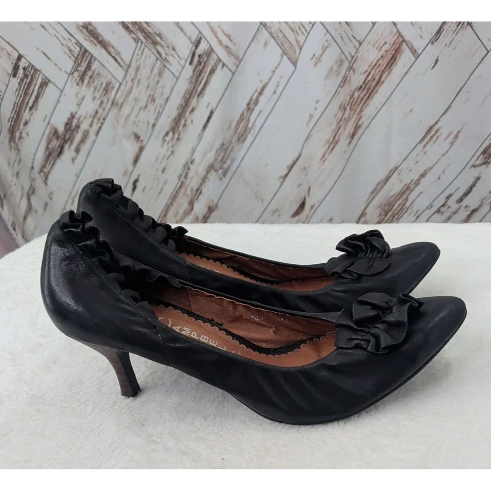 Jeffrey Campbell Ibiza‎ Pacific Leather Ruffle Kitten Heel
